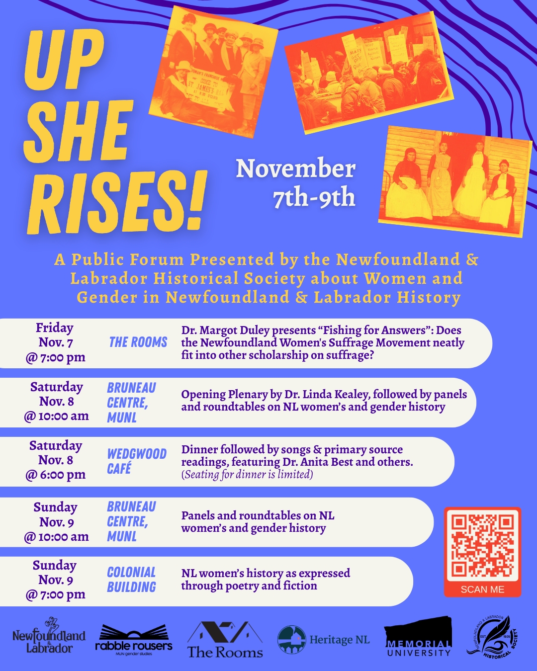 event poster for up she rises event Nov 7-9